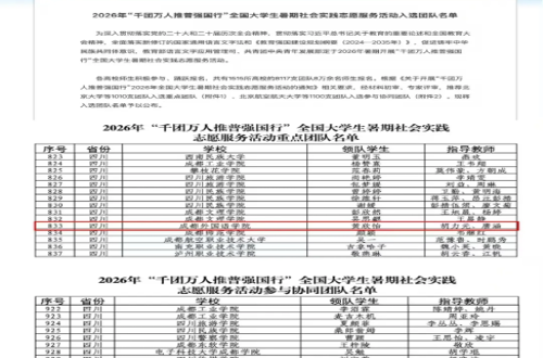 喜报 I 我院实践队成功入选2026年“千团万人推普强国行”全国大学生暑期社会实践志愿服务项目重点团队