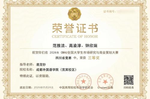 喜报！我院学子在第五届“昭通杯”全国大学生市场研究与商业策划大赛斩获多项荣誉